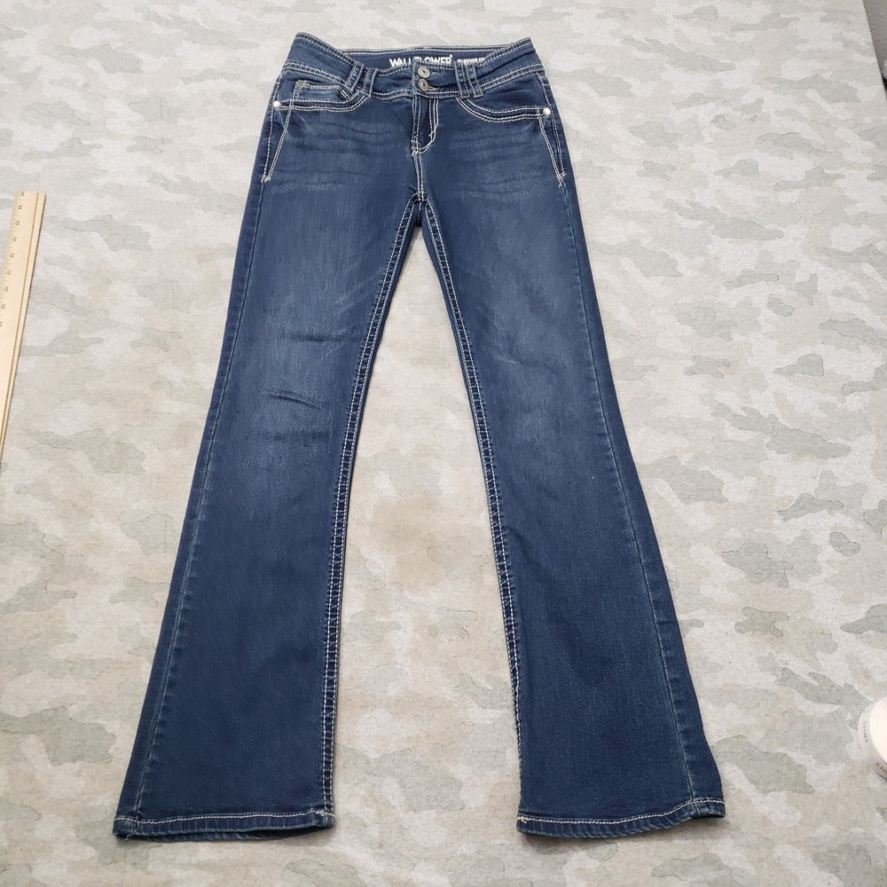 Wallflower Jeans Womens 3 Blue Bootcut Stretch Pockets Denim Dark Wash